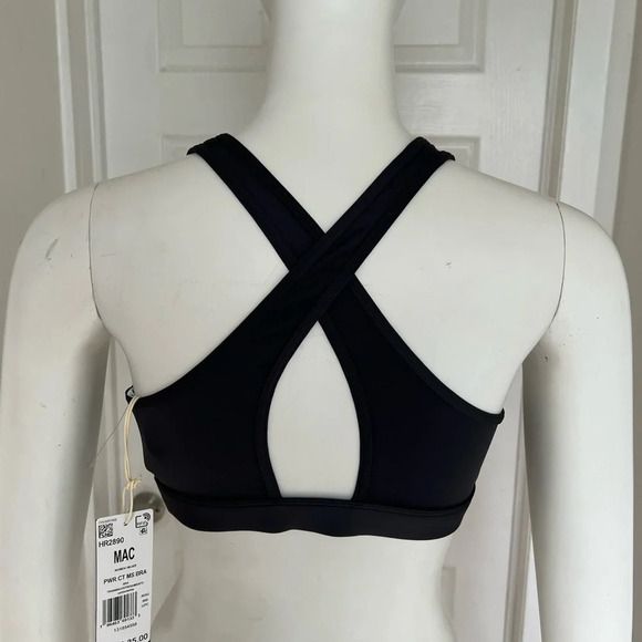 Adidas Women's Aeroready Medium Support Bra Top Sport Crossing Back Dark Grey S - Picture 4 of 10